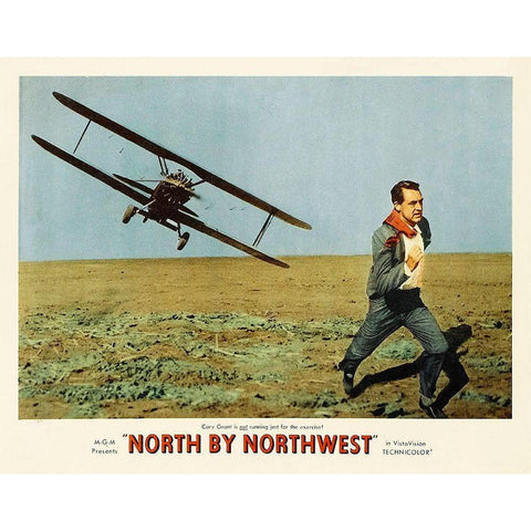 North by Northwest - Lobby Card White Modern Wood Framed Art Print by Hollywood Photo Archive