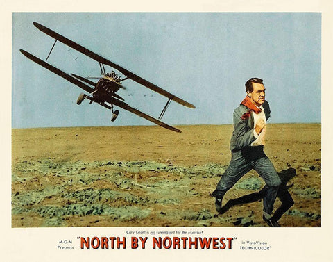 North by Northwest - Lobby Card Black Ornate Wood Framed Art Print with Double Matting by Hollywood Photo Archive