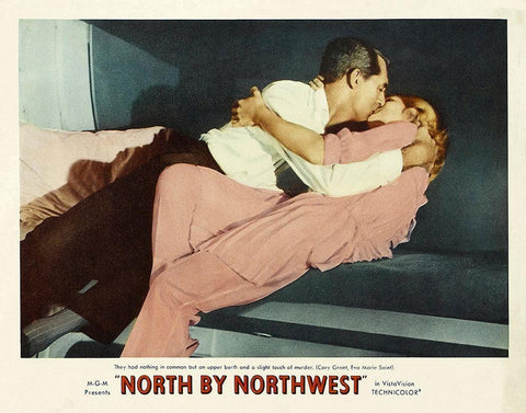 North by Northwest - Lobby Card Black Ornate Wood Framed Art Print with Double Matting by Hollywood Photo Archive