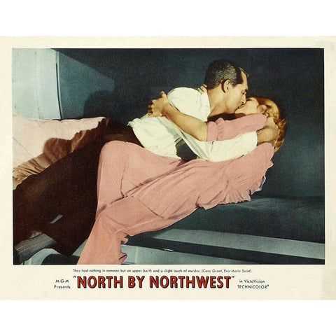 North by Northwest - Lobby Card Gold Ornate Wood Framed Art Print with Double Matting by Hollywood Photo Archive