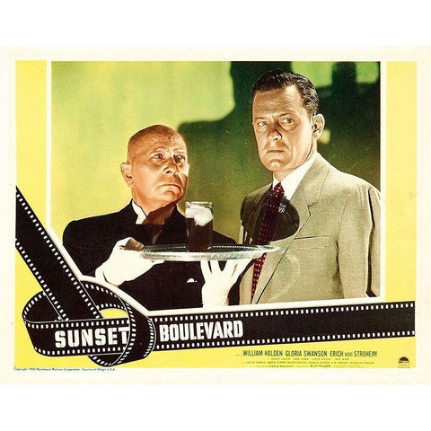 Sunset Boulevard - Lobby Card White Modern Wood Framed Art Print by Hollywood Photo Archive