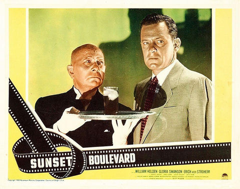 Sunset Boulevard - Lobby Card Black Ornate Wood Framed Art Print with Double Matting by Hollywood Photo Archive