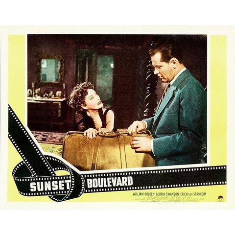 Sunset Boulevard - Lobby Card Gold Ornate Wood Framed Art Print with Double Matting by Hollywood Photo Archive