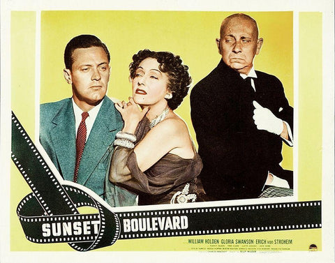 Sunset Boulevard - Lobby Card Black Ornate Wood Framed Art Print with Double Matting by Hollywood Photo Archive