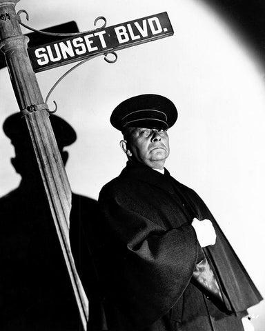 Sunset Boulevard Black Ornate Wood Framed Art Print with Double Matting by Hollywood Photo Archive