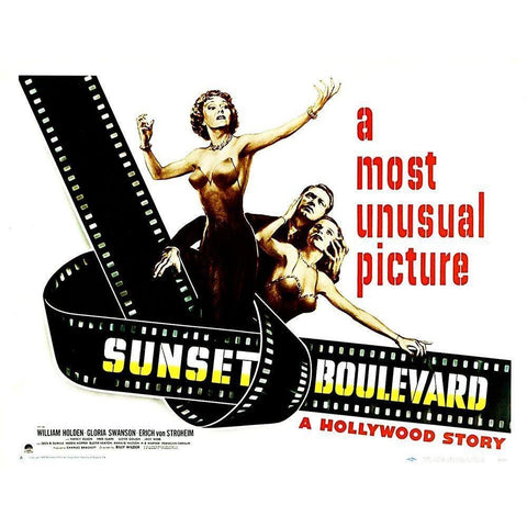 Sunset Boulevard - Poster Gold Ornate Wood Framed Art Print with Double Matting by Hollywood Photo Archive