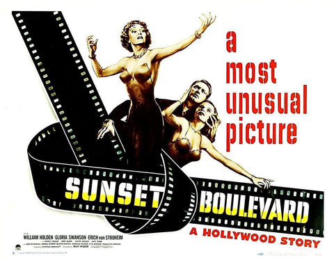 Sunset Boulevard - Poster White Modern Wood Framed Art Print with Double Matting by Hollywood Photo Archive