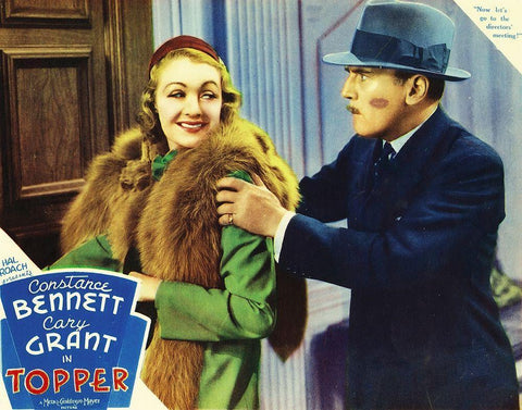 Topper - Lobby Card White Modern Wood Framed Art Print with Double Matting by Hollywood Photo Archive