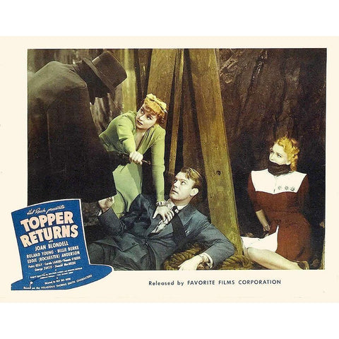 Topper Returns - Lobby Card Gold Ornate Wood Framed Art Print with Double Matting by Hollywood Photo Archive