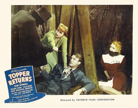 Topper Returns - Lobby Card Black Ornate Wood Framed Art Print with Double Matting by Hollywood Photo Archive