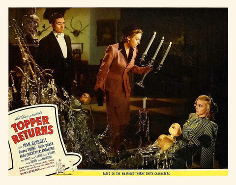 Topper Returns - Lobby Card Black Ornate Wood Framed Art Print with Double Matting by Hollywood Photo Archive