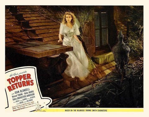 Topper Returns - Lobby Card White Modern Wood Framed Art Print with Double Matting by Hollywood Photo Archive