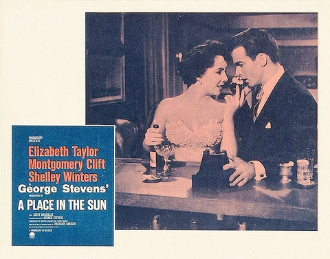 Elizabeth Taylor - A Place in the Sun - Lobby Card Black Ornate Wood Framed Art Print with Double Matting by Hollywood Photo Archive