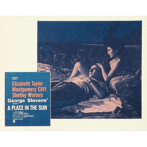 Elizabeth Taylor - A Place in the Sun - Lobby Card Black Modern Wood Framed Art Print with Double Matting by Hollywood Photo Archive