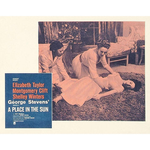 Elizabeth Taylor - A Place in the Sun - Lobby Card Black Modern Wood Framed Art Print by Hollywood Photo Archive