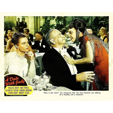 Elizabeth Taylor - A Date with Judy - Lobby Card White Modern Wood Framed Art Print by Hollywood Photo Archive