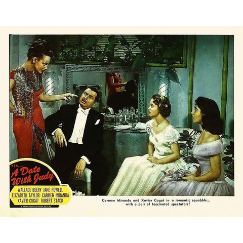 Elizabeth Taylor - A Date with Judy - Lobby Card White Modern Wood Framed Art Print by Hollywood Photo Archive