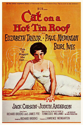 Elizabeth Taylor - Cat on a Hot Tin Roof Black Ornate Wood Framed Art Print with Double Matting by Hollywood Photo Archive