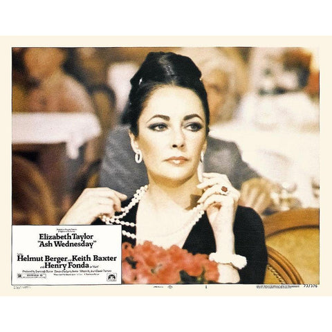 Elizabeth Taylor - Ash Wednesday - Lobby Card Black Modern Wood Framed Art Print with Double Matting by Hollywood Photo Archive