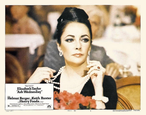 Elizabeth Taylor - Ash Wednesday - Lobby Card Black Ornate Wood Framed Art Print with Double Matting by Hollywood Photo Archive