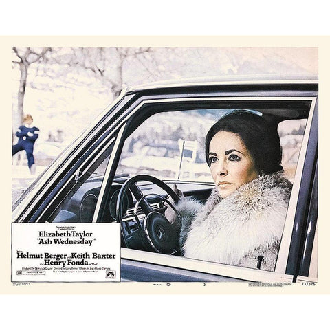 Elizabeth Taylor - Ash Wednesday - Lobby Card White Modern Wood Framed Art Print by Hollywood Photo Archive