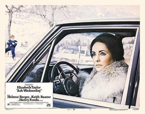 Elizabeth Taylor - Ash Wednesday - Lobby Card Black Ornate Wood Framed Art Print with Double Matting by Hollywood Photo Archive
