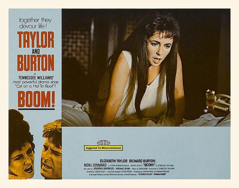 Elizabeth Taylor - Boom! - Lobby Card White Modern Wood Framed Art Print with Double Matting by Hollywood Photo Archive