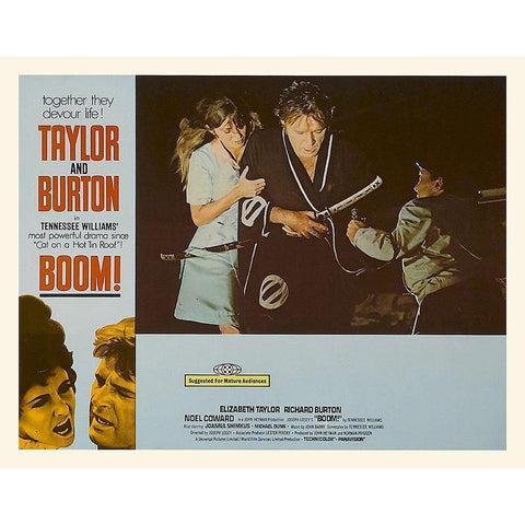 Elizabeth Taylor - Boom! - Lobby Card Gold Ornate Wood Framed Art Print with Double Matting by Hollywood Photo Archive