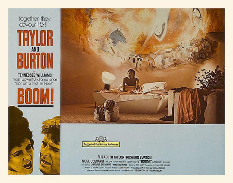 Elizabeth Taylor - Boom! - Lobby Card Black Ornate Wood Framed Art Print with Double Matting by Hollywood Photo Archive