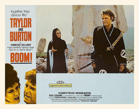 Elizabeth Taylor - Boom! - Lobby Card Black Ornate Wood Framed Art Print with Double Matting by Hollywood Photo Archive