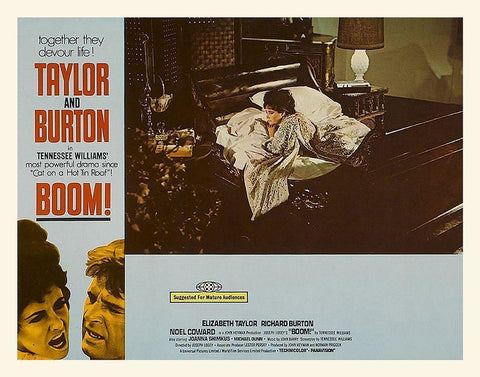 Elizabeth Taylor - Boom! - Lobby Card White Modern Wood Framed Art Print with Double Matting by Hollywood Photo Archive