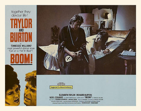 Elizabeth Taylor - Boom! - Lobby Card Black Ornate Wood Framed Art Print with Double Matting by Hollywood Photo Archive