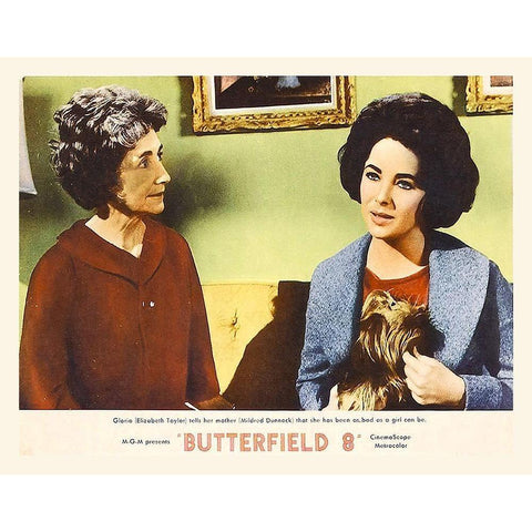 Elizabeth Taylor - Butterfield 8 - Lobby Card Black Modern Wood Framed Art Print with Double Matting by Hollywood Photo Archive