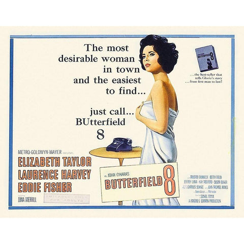 Elizabeth Taylor - Butterfield 8 - Lobby Card Gold Ornate Wood Framed Art Print with Double Matting by Hollywood Photo Archive