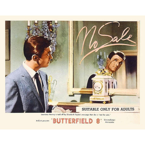 Elizabeth Taylor - Butterfield 8 - Lobby Card White Modern Wood Framed Art Print by Hollywood Photo Archive