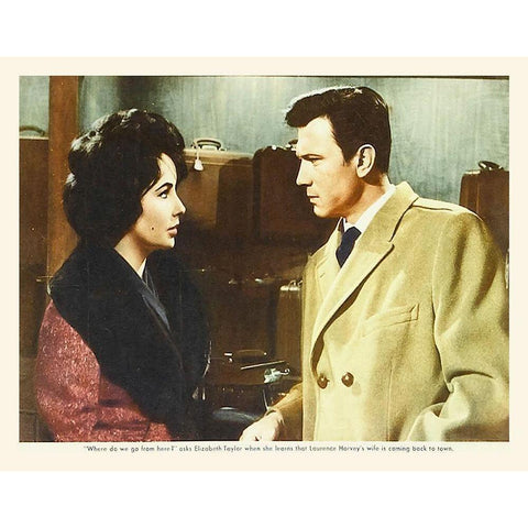 Elizabeth Taylor - Butterfield 8 - Lobby Card Black Modern Wood Framed Art Print with Double Matting by Hollywood Photo Archive