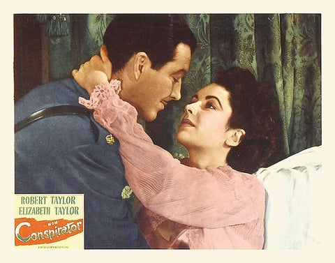 Elizabeth Taylor - Conspirator - Lobby Card White Modern Wood Framed Art Print with Double Matting by Hollywood Photo Archive