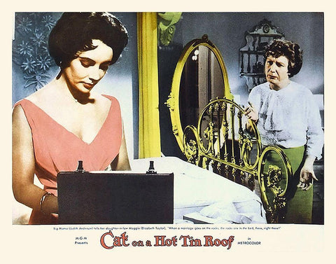 Elizabeth Taylor - Cat on a Hot Tin Roof - Lobby Card Black Ornate Wood Framed Art Print with Double Matting by Hollywood Photo Archive