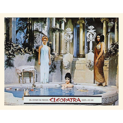 Elizabeth Taylor - Cleopatra - Lobby Card Gold Ornate Wood Framed Art Print with Double Matting by Hollywood Photo Archive