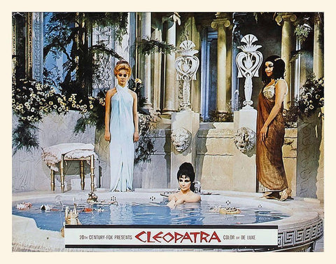 Elizabeth Taylor - Cleopatra - Lobby Card White Modern Wood Framed Art Print with Double Matting by Hollywood Photo Archive