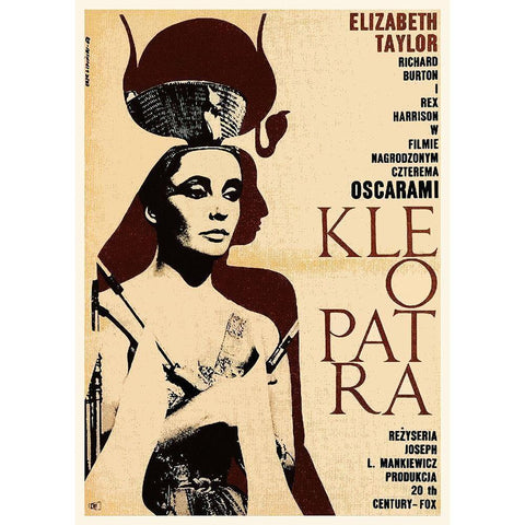 Elizabeth Taylor - Cleopatra - Poster White Modern Wood Framed Art Print by Hollywood Photo Archive