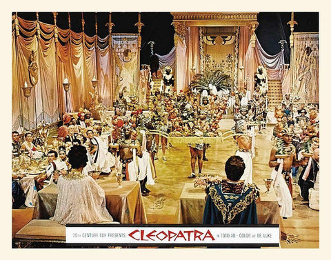 Elizabeth Taylor - Cleopatra - Lobby Card White Modern Wood Framed Art Print with Double Matting by Hollywood Photo Archive