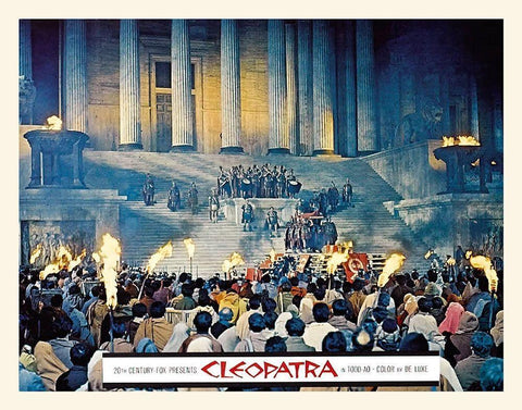 Elizabeth Taylor - Cleopatra - Lobby Card White Modern Wood Framed Art Print with Double Matting by Hollywood Photo Archive