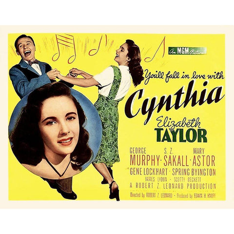 Elizabeth Taylor - Cynthia - Lobby Card White Modern Wood Framed Art Print by Hollywood Photo Archive