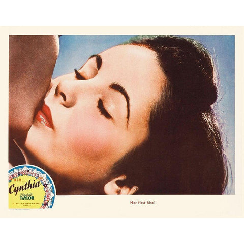 Elizabeth Taylor - Cynthia - Lobby Card White Modern Wood Framed Art Print by Hollywood Photo Archive