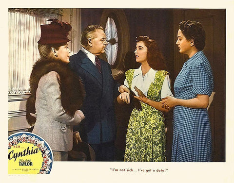 Elizabeth Taylor - Cynthia - Lobby Card White Modern Wood Framed Art Print with Double Matting by Hollywood Photo Archive