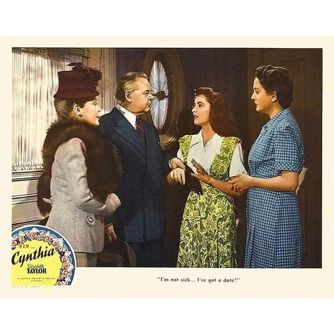 Elizabeth Taylor - Cynthia - Lobby Card Gold Ornate Wood Framed Art Print with Double Matting by Hollywood Photo Archive