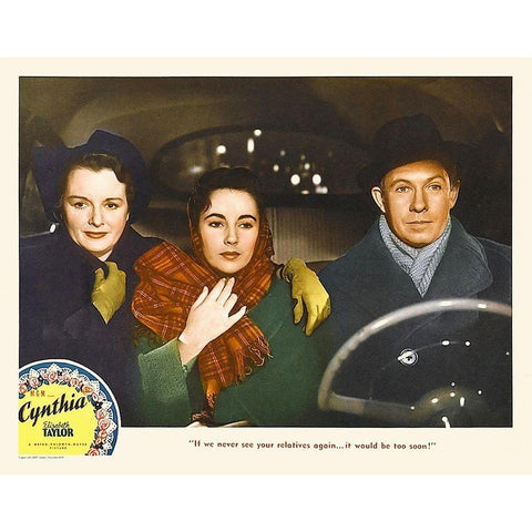 Elizabeth Taylor - Cynthia - Lobby Card Black Modern Wood Framed Art Print with Double Matting by Hollywood Photo Archive