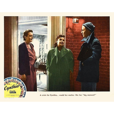 Elizabeth Taylor - Cynthia - Lobby Card Black Modern Wood Framed Art Print with Double Matting by Hollywood Photo Archive