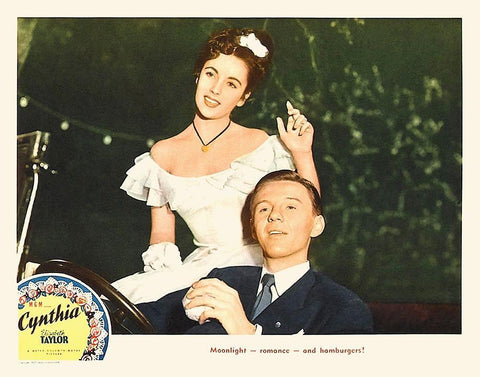 Elizabeth Taylor - Cynthia - Lobby Card Black Ornate Wood Framed Art Print with Double Matting by Hollywood Photo Archive